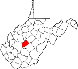 Karte von Clay County innerhalb von West Virginia