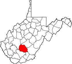 Karte von Fayette County innerhalb von West Virginia