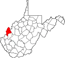 Karte von Mason County innerhalb von West Virginia