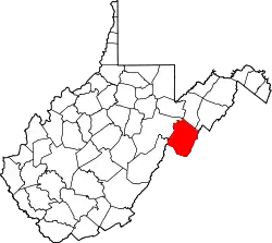 Karte von Pendleton County innerhalb von West Virginia