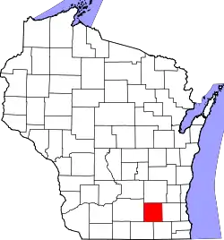 Karte von Jefferson County innerhalb von Wisconsin