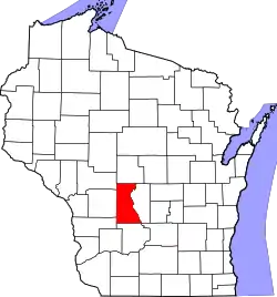 Karte von Juneau County innerhalb von Wisconsin