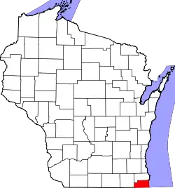 Karte von Kenosha County innerhalb von Wisconsin