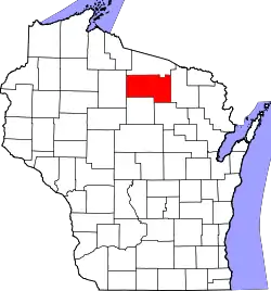 Karte von Oneida County innerhalb von Wisconsin