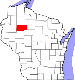 Karte von Rusk County innerhalb von Wisconsin