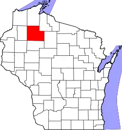 Karte von Sawyer County innerhalb von Wisconsin
