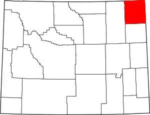 Karte von Crook County innerhalb von Wyoming