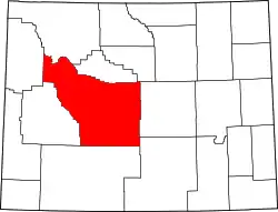 Karte von Fremont County innerhalb von Wyoming