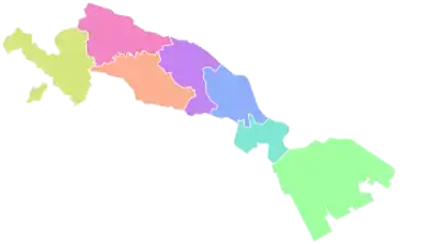 Karte der Stadtbezirke von Kawasaki.