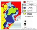 Vereinfachte geologischen Karte des Paraná-Beckens