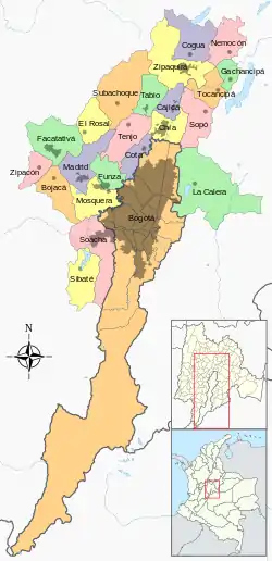 Lage von Área Metropolitana de Bogotá