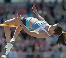 Marie-Laurence Jungfleisch hatte bei 1,87&nbsp;m einen Fehlversuch und schied damit&nbsp;aus