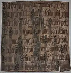 Inschrifttafel im Burgkeller der Marienburg