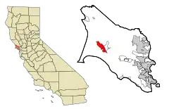 Lage von Inverness im Marin County (links) und in Kalifornien (rechts)