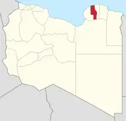 Die Lage von Munizip al-Mardsch in Libyen