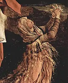 Matthias Grünewald: Zeugin der Kreuzigung Jesu,Isenheimer Altar (Detail), 1512–1516
