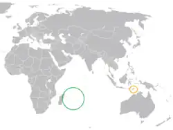 Lage von Mauritius und Osttimor