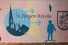 Detailansicht St. Jürgen-Kirche im Mauseloch Flensburg nach der Neugestaltung des Künstlers Sven Schmidt 2017 (Detail Ansicht)