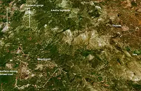 Ebene Megalopoli, Landsat7, GeoCover 2000. Ansicht aus 20&nbsp;km Höhe