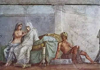 Peitho steht der Braut der Aldobrandinischen Hochzeit bei, Fresko aus augusteischer Zeit (Vatikanische Apostolische Bibliothek)