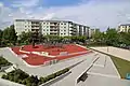 Spielplatz und Volleyball-Feld&nbsp;– Blick aus Haus 1