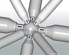 Computergrafik eines Mero-Raumfachwerkknotens