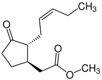 Strukturformel von (–)-Jasmonsäuremethylester