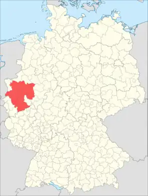Lage der Metropolregion Rhein-Ruhr in Nordrhein-Westfalen und in Deutschland