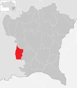 Lage der Gemeinde Mettersdorf am Saßbach im Bezirk Südoststeiermark (anklickbare Karte)