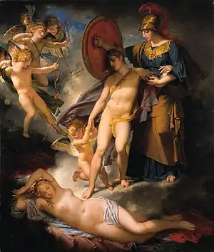 Die Weisheit verteidigt die Jugend vor den Pfeilen der Liebe
(Französisch: La sagesse préservant l'Adolescence des traits de amour) (Charles Meynier)