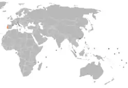 Lage von Föderierte Staaten von Mikronesien und Portugal