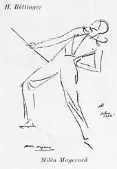 Skica tanečnice Milča Mayerová (1932)