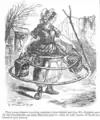 Milchmädchen mit Krinoline. Karikatur im Punch (1858)