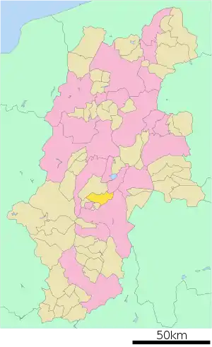 Lage Minowas in der Präfektur