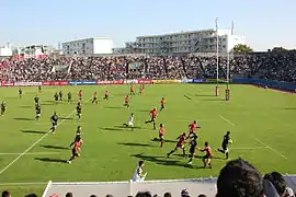 Ein Rugbyspiel im Stadion