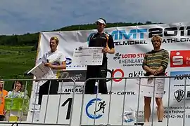 Siegerehrung Mittelmosel Triathlon 2011 – Im Bild Markus Fachbach, Jens Roth und Michael Rünz (v. l. n. r.)