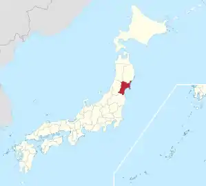 Lage der Präfektur Miyagi in Japan
