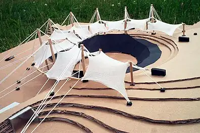 Prizip-Modell für die Dächer einer Sportanlage (Olympiapark (München), in größerem Umfang gebaut, 20.&nbsp;Jahrh.)