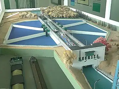 Modell einer SchiffsschleuseTyp Sparschleuse