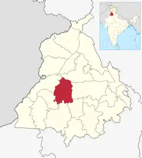 Positionskarte des Distrikts Moga