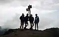 Gipfelmarkierung des Moldoveanu 1986 (2543&nbsp;m)