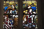 Stifterehepaar: Jean Le Mintier mit dem Evangelisten Johannes und Marie Le Moine mit der heiligen Katharina von Alexandrien