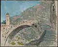 Die alte Brücke über die Nervia in Dolceacqua, 1884