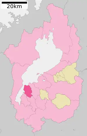 Lage Moriyamas in der Präfektur