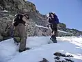 Bergsteiger auf der Senda Finala.