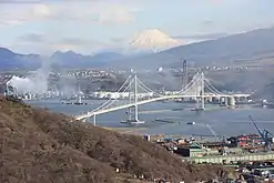 Blick auf den Yōtei vom Muroran-Hafen, Mai 2013
