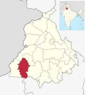 Positionskarte des Distrikts Sri Muktsar Sahib