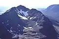 Blick vom Spidean a’&nbsp;Choire Lèith nach Westen auf die Nordseite des Mullach an Rathain und das obere Coire na Caime