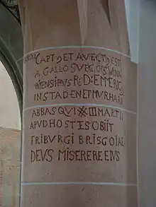 Inschrift aus dem Dreißigjährigen Krieg