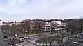 Hochschulgebäude am Platz Neues Haus, am Südrand des Stadtwalds Eilenriede, Blick von Südosten (2023)